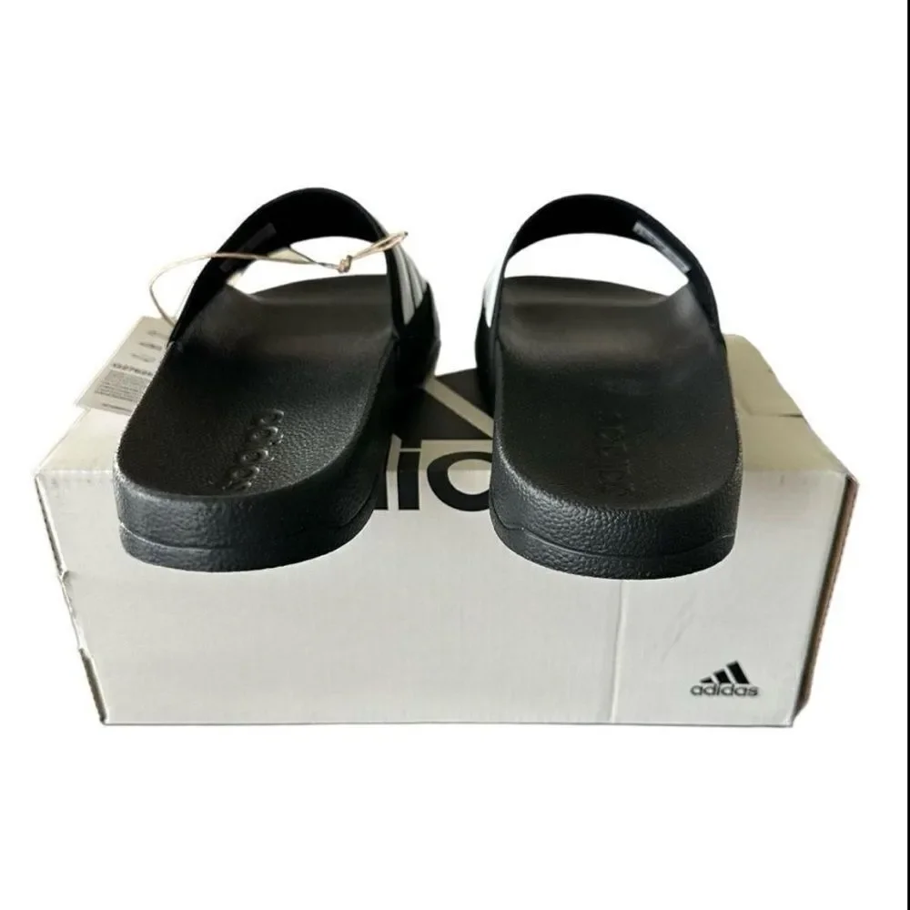 Adidas Adilette Shower Slides Black White Kids Unisex Size 2 New